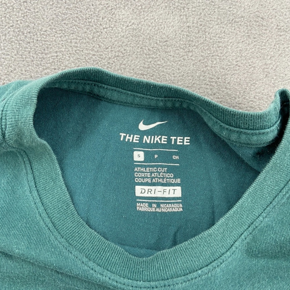 Nike Athletic T Shirt Sz Small Teal Dri Fit Cotton Sweat Wicking Crew Neck - Picture 5 of 10